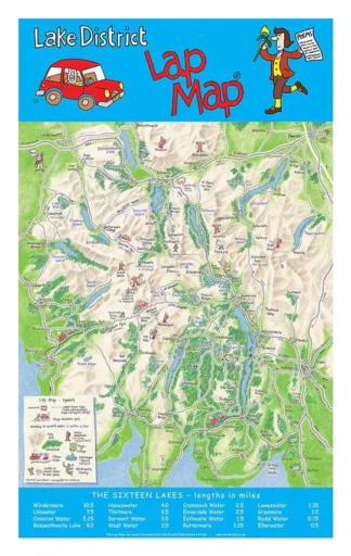 Teatowel Lake District Lap Map